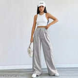 Gray cropped jogger pants for women