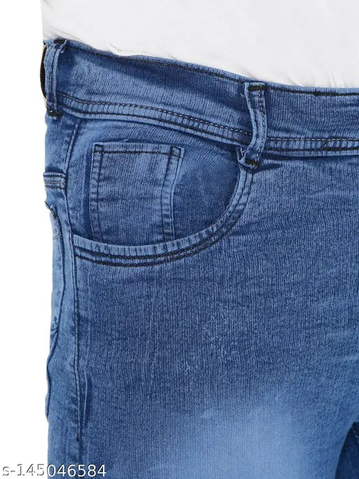 Light Blue Denim Solid Slim Jeans for Men - Matelco brand, perfect for everyday wear with stylish tops