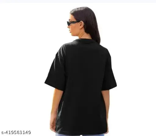 Oversized cotton T-shirt for women, long sleeves, crew neck, unisex style
