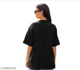 Oversized cotton T-shirt for women, long sleeves, crew neck, unisex style