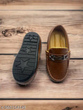 Brown leather loafer shoes with star design on sole