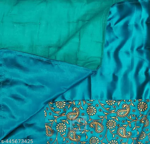 Cotton single bed quilt with silk gold print and pinaaras pattern