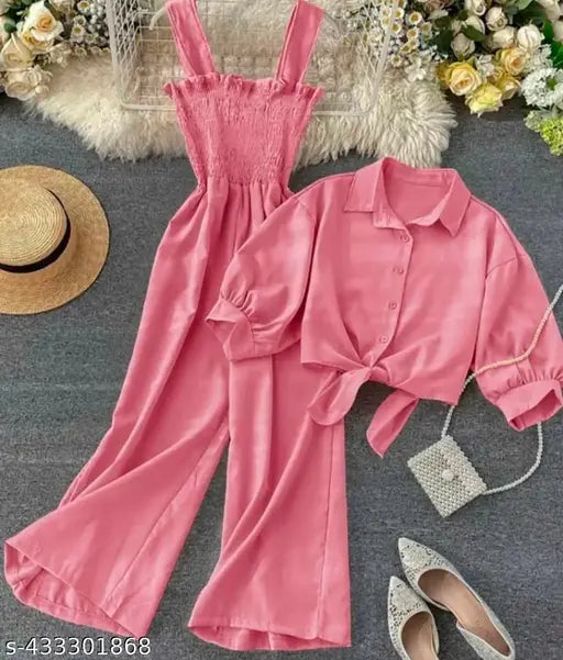 Modern crepe sleeveless women's jumpsuit, stylish solid net design, size XS (32-28-48)