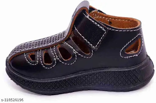 Brown synthetic leather kids shoesandals for ages 3 months to 7 years, ideal for regular and party wear