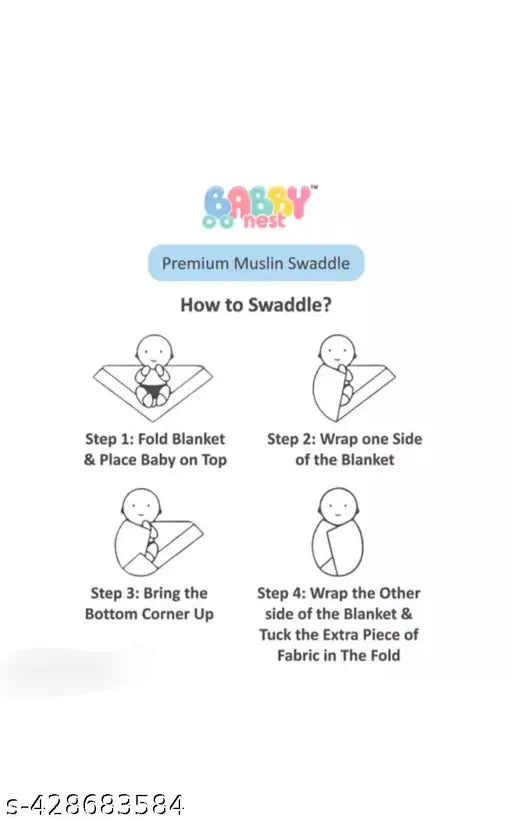 Cotton baby muslin swaddler pack 3 for AC room, natural breathable material for unrestricted baby movement, India origin