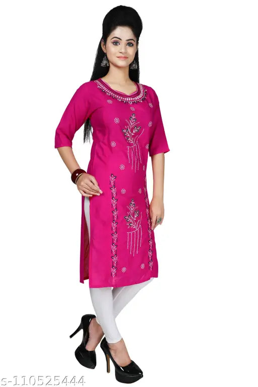 High-quality rayon Ladies Kurti, 9-10 years size, handcrafted Indian ethnic wear