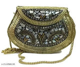 Vintage handmade metallic mosaic stone shell purse, special occasion accessory, for women, sling bag, silver and black, shell nacre stone, party bag, ethnic clutch, indian antique purse