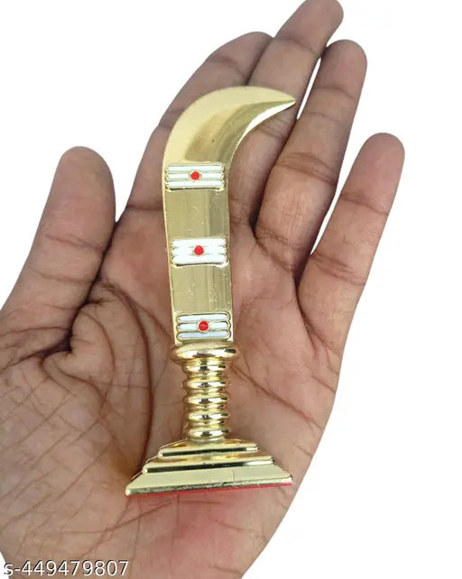 Indian handcrafted religious show piece, Ayyanar Pathinettam Padi Karupasamy Karuppan Muneshwarar Aruva shape, suitable for car dashboard or study table, approximately 10cm size