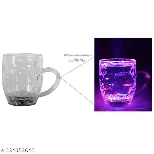 Color-changing chenille cup, water activated with LED light, ideal for parties, durable clear acrylic mug for birthdays and anniversaries