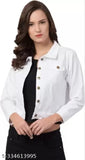 Denim three-quarter sleeve latest new women's jacket, solid net trendy casual wear - India
