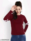 Cotton blend long-sleeve top by Delhi Fashion Hub for women, premium quality solid color