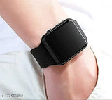 Black and silver digital watch with adjustable wristband, suitable for both boys and girls