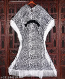 White leopard print frilled maxi dress, lightweight fabric, fashionable design.