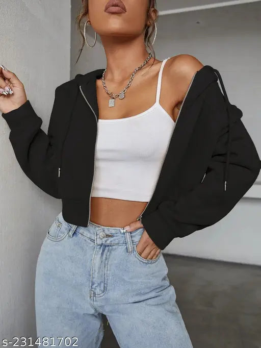 Cotton net crop women's hood jacket, XS-XXXL sizes available, India origin