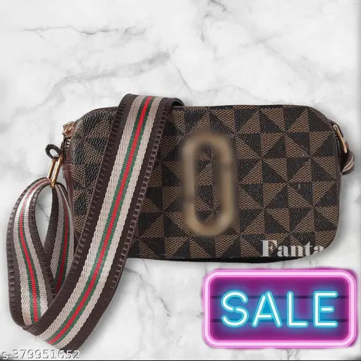 Trendy womens sling bag, beige with faux fur trim and adjustable strap