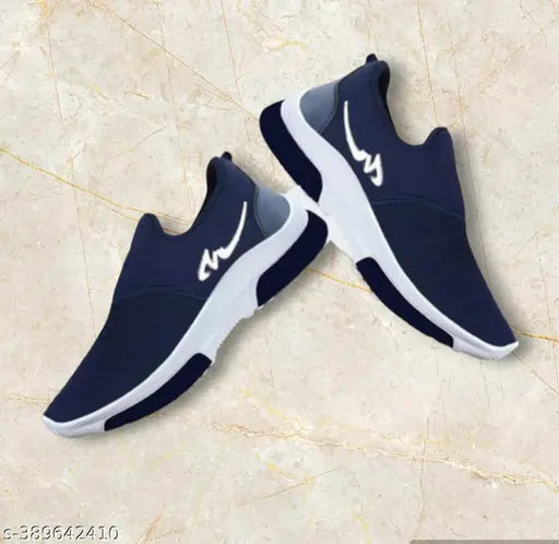 Blue and white lace-up multicoloured running shoes for men