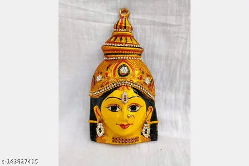 Metal Devi Decorated God Idol, 6.5 inches tall, adorns pooja room