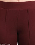 Stretchy high waist bell bottom trousers in solid paralleled leg style for casual office work wear, polycotton fabric