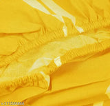 Yellow HOMICON premium cotton fitted printed king size double bed sheet with 2 pillow covers, ideal for summer use