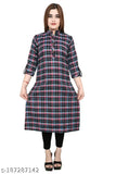 Black and pink checkered garam kurta for women and girls, full sleeves, straight hem, unstitched fabric