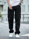 Black mens six pocket cargo pants