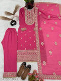 New fashionable designer collection in faux georgette with heavy embroidery, coding dori, sequence work top, bottom and dupatta set. Dupatta included. Fully stitched. Ready to wear