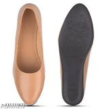 Brown synthetic leather slip-on bellies for women, comfortable and fashionable footwear