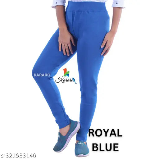 Stylish cotton-blend jeggings, solid color, lightweight and comfortable for women, OE fabric recycled from hosiery waste