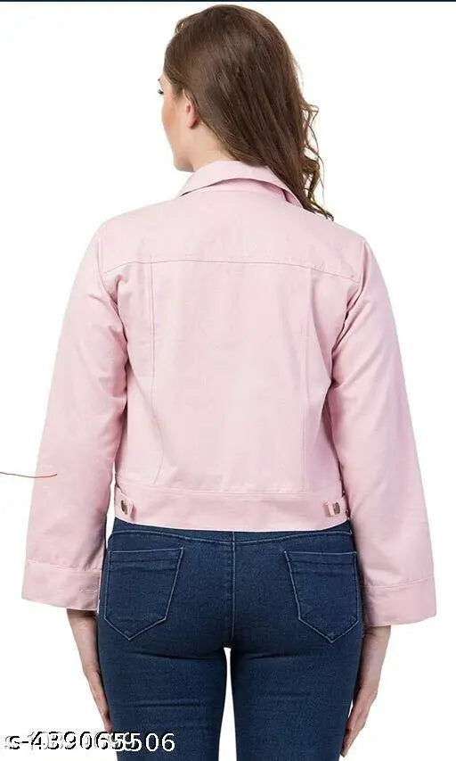 Cotton blend long-sleeved women's jacket - trending solid jacket, size S to XL on display stand (India origin)