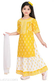Striped sleeved skirt dress with dupatta, pretty classy girls frocks in various sizes (12-12 years), Indian origin