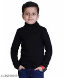 Black cotton blend baby clothes: Solid high neck long sleeves for both boys and girls (0-5 years), India-made