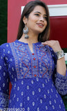 Blue embroidered designer kurta
