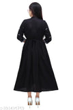 Black embroidered cotton rayon women's kurta