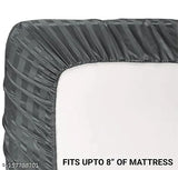 Solid grey, premium cotton elastic fitted bedsheet with 2 king size pillow covers, ideal for summer