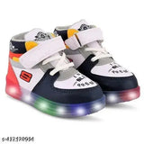 Black, white, and red LED sneaker for kids, boys' casual wear