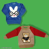 Velvet sweatshirts (2 pcs pack) - fancy designs for babies, soft and comfortable fit in regular sizes