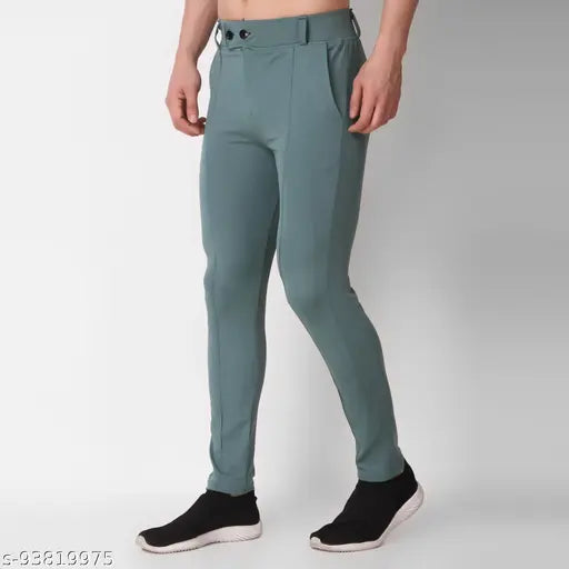 Men's solid green stretchy leggings pack of 2