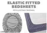 Super fine, botanical-patterned glace cotton fitted bedsheet (220 thread count), ideal for adults during mild winter, originated in India