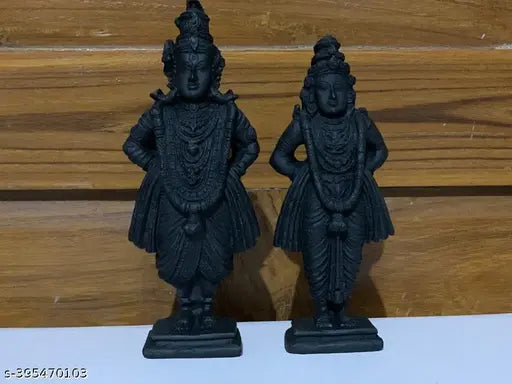 Poly Resin Vitthal Rukmini Statue, premium quality idols with black accents, perfect for home decor and gifting, 6 inch height, Indian origin
