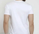 Mens trendy half-life line sleeves polycotton T-shirts, white color, printed typographic alphabet design