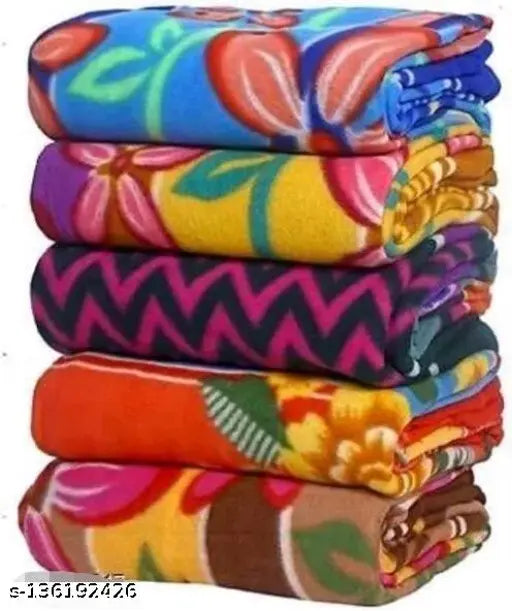 Fleece floral single bed blanket set of 5, vibrant and cozy for AC rooms
