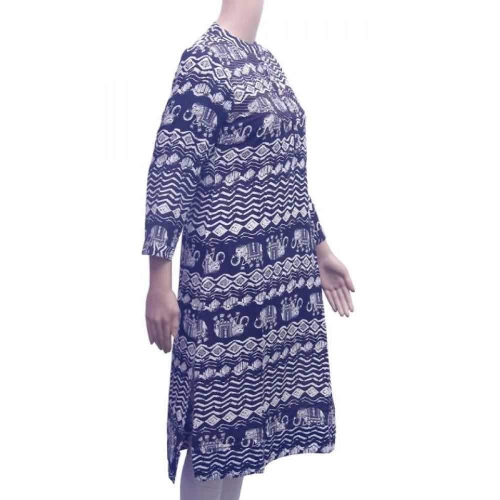 Black rayon kurti (L), mandarin collar, 3/4th sleeve for women's fashion