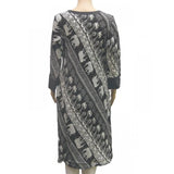 Black rayon XL kurtis, breathable and stylish women's clothing with mandarin collar and 3/4 sleeves