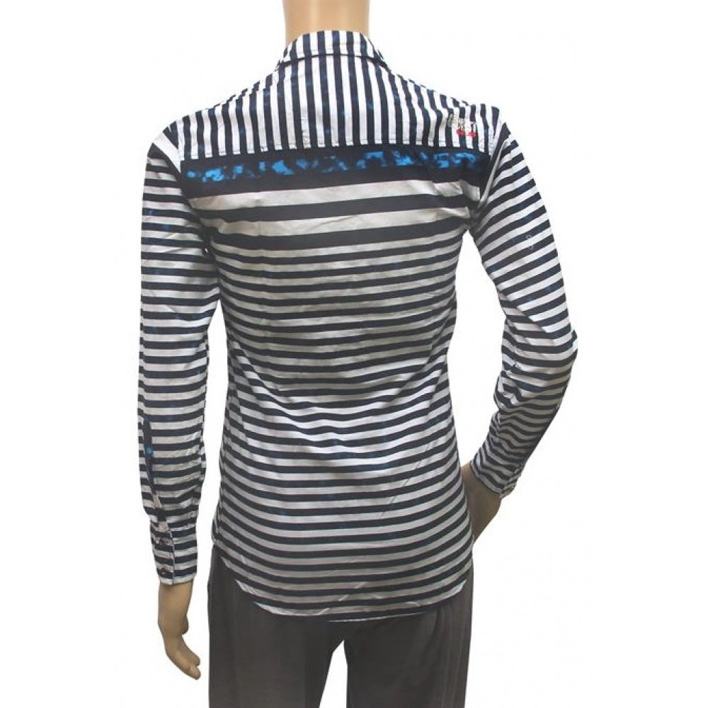 Blue cotton men's casual shirt, white cotton men's casual shirt - regular fit, full sleeve for stylish clothing options