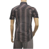 Black & grey poly casual men's shirts, half sleeve, regular fit for men's fashion