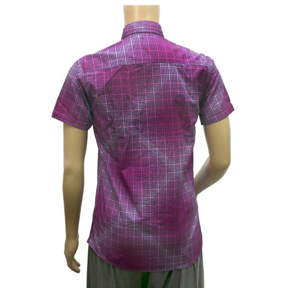 Violet cotton mix men's casual shirt with half sleeves, perfect for a stylish look