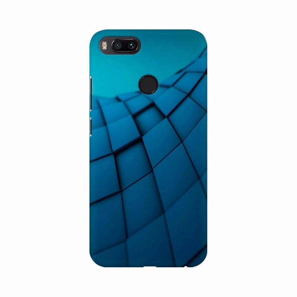 Blue color box pattern mobile case, high-quality, lightweight, fits all phone models, protects against scratches and chips, camera access