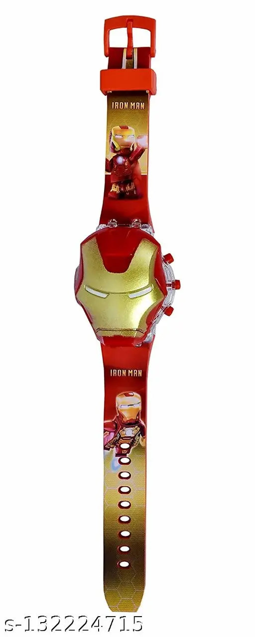 3D Action Figure IronMan Face Based Toy Design Digital Glowing Watch with Disco Music and Blinking Lights for Kids | for Boys Girls- Good Birthday Return Gift