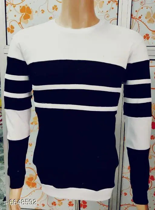 New trendy men's cotton long-sleeve colorblocked t-shirt, vibrant design in sizes M(36in/27in), L(38in/28in), XL(40in/29in)