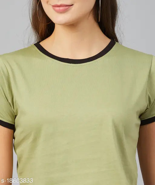 Mint green cotton short-sleeve women's t-shirt by CHIMPAAANZEE, size M (bust 38in), made in India
